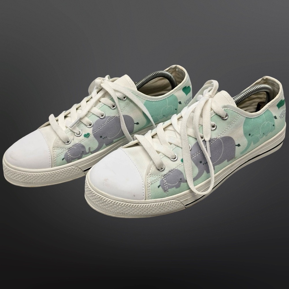 VASO Elephant Print Canvas Sneakers Green White Women’s US 9